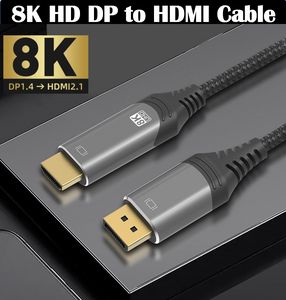 Кабель DP 1.4 — HDMI 2.1 8K 60 Гц Аудио-видео HDR 4K144 Гц Алюминиевый корпус Порт дисплея — HDMI Кабели для HDTV-приставки Монитор USB C HUB HD Video DisplayPort Шнур Аксессуары