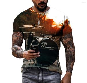 Erkek Tişörtleri Yaz Hip-Hop Gösterisi Davul Kiti 3D Baskılı T-Shirt Günlük Günlük Büyük Boyut Kısa Kollu O-Neck Premium Hızlı Kurucu Serin Üst