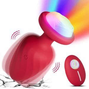 Anal oyuncaklar renkli ışık fişi vibratör gül titreşimli popo fişleri uzaktan kumanda erkek prostat masaj anüs seks erkekler için seks 230901