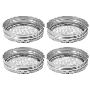 Dinnerware 4 Pcs Mason Jar Sprout Lids Canning Kit Wide Mouth Sprouting Jars Screen Mesh Suite Stainless Steel Grow Cover Replacement