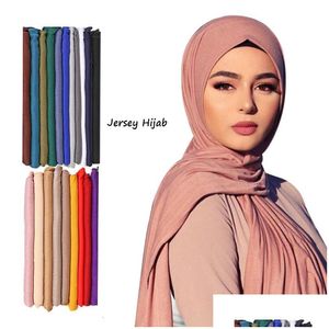 BANDANAS DURAG Sade Renk Uzun Şal Kırpıyor Modal Jersey Hicam Müslüman Başkarf Yumuşak Siyah Kadın Türban Kravat Kafa Headwrap Light Dhbqo