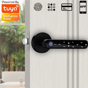 Door Locks Tuya APP Biometric Fingerprint Smart Door Lock Password Electronic Digital Lock Keyless Entry Door Knobs lock for Bedroom Home HKD230902