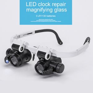 Magnifying Glasses Three-Fold Binocular Head-Wearing High-Power LED Magnifying Glass Retractable Mirror Leg Repair Maintenance Inspection Double Gl 230901