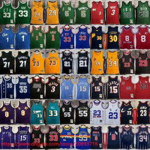 Lebron baskılı klasik retro basketbol 23 James Jersey Grant Hill Stephen Curry Carmelo Anthony Dikembe Johnson Mutombo Hakeem Steve Francis Olajuwon Forma