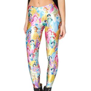 Kadınlar Tozluk Prenses Karikatür Yetişkin Kadın Kadın Kadın Jeggings Ladies Pants 3D Dijital Baskı 230901