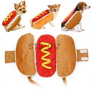 Abbigliamento per cani Costume di Halloween Hot Dog a forma di bassotto Salsiccia Vestiti regolabili Divertente Scaldino per cucciolo di cane Gatto Pet Dress Up Supplies x0904