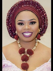 Charm Bilezik Moda Şarap Bordo Kadınlar Afrikalı Nijeryalı Düğün Mücevher Seti Şarap Tohumu Boncuk Kolye Açıklama Kolye Seti Gelin We134 230901