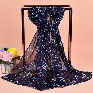 Pendant Scarves 1PC Women Lady Musical Note Chiffon Neck Scarf Shawl Muffler Scarves High Quality Fabulous Elastic Beautiful Scarves x0904