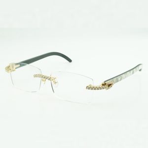 Moissanit Taşları Sonsuz Elmas Gözlük Çerçeveleri 3524012 Buffs Güneş gözlükleri doğal siyah karışık manda boynuz bacakları ve 56 mm berrak lensler