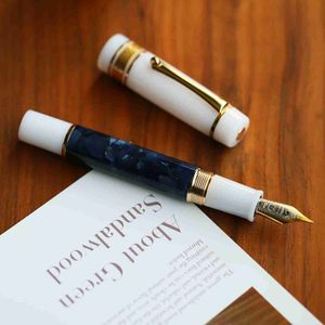 Fountain Pens Yeni Majohn M400 Reçine Fountain Pen #6 Dönüştürücü ile Dönüştürücü ile Şerit EF/F NIB Büyük Boyut Tasarım Mürekkep Kalem Ofis Okulu Malzemeleri Hediye Kalemleri HKD230904