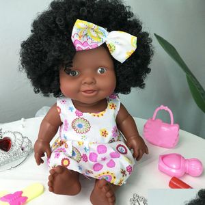 Afrika hareketli ortak Noel için en iyi hediye bebek siyah oyuncak mini sevimli patlayıcı saç modeli bebek çocuklar kızlar c0924 damla teslimat dh9du