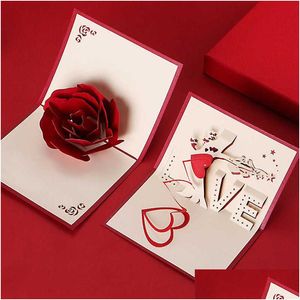 Gift Cards Love Postcard 3D Pop Up Greeting Birthday Anniversary For Couples Wife Husband Handmade Valentines Day Drop Delivery Dhxla