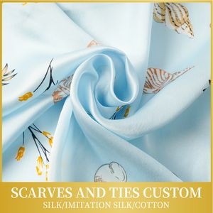 Lenços lenços personalizados gravatas tecido impressão sarja de seda cetim algodão real amoreira impressão digital cachecol presente empresa 230904