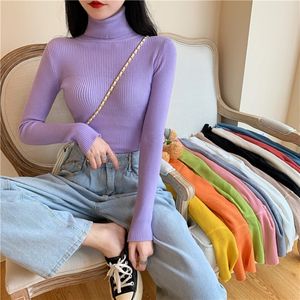 Women's Sweaters JMPRS Turtleneck Women Sweater Fall Long Sleeve Female Basic Knitted Jumper High Elastic Simple Solid Color Tops Drop 230901