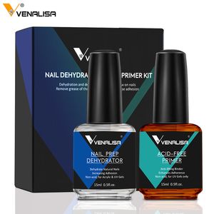 Nail Polish VENALISA Nail Prep Dehydrator Set Acid Free Primer Adhesive Desiccant Acrylic Nails Bonder Gel Balancing Oil Skin Solutions 230901