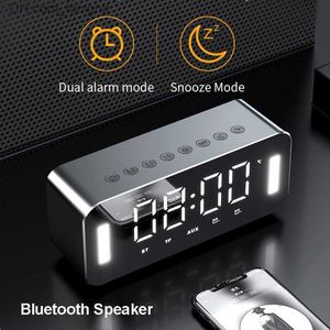 Taşınabilir Hoparlörler Kablosuz Bluetooth Hoparlör Saati Çift Alarm Desteği TF Kart FM Player Dijital Mini Hoparlör Radyo Soundbar Hifi Müzik Kutusu Soundba Q230904