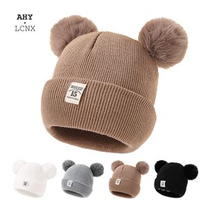 Caps Hats Winter Children Warm Baby Knitted With Pom Kids Knit Beanie Solid Color Childrens Hat For Boys Girls Accessories 230901