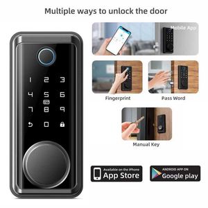 Kapı Kilitleri Tuya Bluetooth Mobil Kilit Açma Parmak İzi Akıllı Kapı Kilidi Manyetik Şifre Geçici Anahtarsız Giriş Elektrik Kilidi Destek Ağacı HKD230903