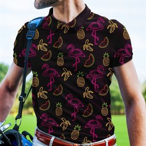 Мужские поло неоновые футболки-поло в стиле тропического времени с художественным принтом, трендовая рубашка, летняя одежда с короткими рукавами, одежда на заказ 230901