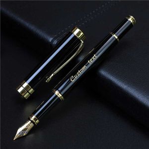 Fountain Pens Exquisite Fountain Pen customized engraving text Office Roller Pen 0.5mm Black ink school student stationery gift pen HKD230904