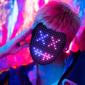 Parti Maskeleri Cadılar Bayramı Maskesi LED Bluetooth RGB LIGHT UP EKRAN DIY PO Animasyonlu Metin Şakası Cosplay Karnaval Props 230904