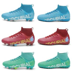 Botas de futebol mercuriais de tamanho grande para crianças homens mulheres sapatos de futebol de cano alto jovens crianças sapatos de treinamento profissional para meninos meninas vermelho azul verde