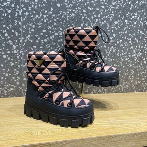 En kaliteli naylon plak ayak bileği kayak kar botları slip-on thunky bootie yuvarlak ayak ayak boot kadın tasarımcı moda up ayakkabı fabrika ayakkabı