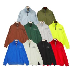 Mens Hoodies Sweatshirtler Streeatwear Yarı Fermuar Düz Renk Erkekler Kazak Dikiş Mektup Nakış CHG23090521-12 IMAXBRAND