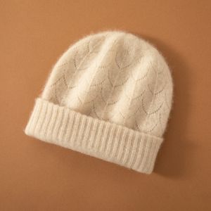 Beanie/Kafatası Kapakları% 100 Keçi Kaşmir Örgü Headgears Kış Kış Açık Kadın Şapkalar Out Moda Beanies Hat Kadınlar İçin Sıcak Kafatalar 230905