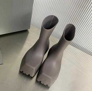 Balencig Balencias En iyi kaliteli lastik Trooper Yağmur Botları Rainboot Platform Kare Toe Lastik Yüksek Topuklu Tıknaz Kadın Erkek Dış Tabanı Orta Uzun