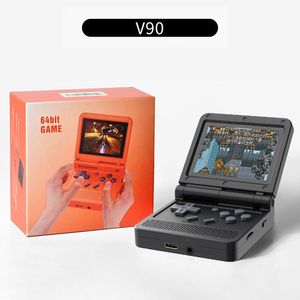 Lettori di giochi portatili V90 konsol genggam model Flip layar Ips 3 inci sistem terbuka 16 simulator Ps1 hadiah anak 230905