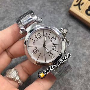 Moda Yeni Paşa C 34mm W31074m7 Beyaz Dial Swiss Kuvars Kadınlar Safir Paslanmaz Çelik Bilezik Bayanlar Hello Watc313p