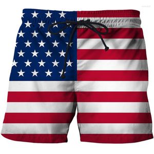 Erkek şort Amerikan bayrağı 3d sörf tahtası kısa plaj hip hop usa mayo spor pantolon brifingler