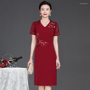 Etnik Giyim Yourqipao 2023 Yaz Kırmızı Ziyafet Partisi Düğün Anne Elbise Noble Retro Moda Zarif Çin Tarzı Kadınlar İçin