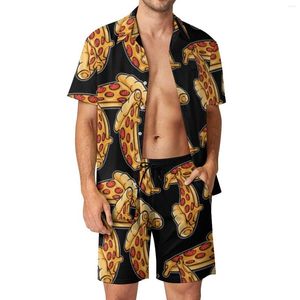 Erkek Trailtsits Pizza Erkekler Setler Yemek İtalyan Moda Gündelik Gömlek Set Kısa Kollu Özel Şort Yaz Tatil Takımını Artı Boyut