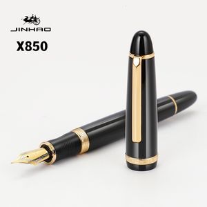 Fountain Pens Jinhao X850 Çeşme Pen Bakır Namlu Altın Klip Iraurita İmza Ofis Okulu Yazmak İçin İnce / Orta Nib A7326 230906