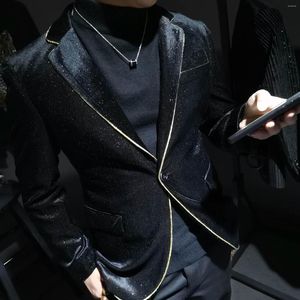 Männer Anzüge Gold Schwarz Pulver Druck Blazer Männer Weiche Cord Winter Hombre Terno Masculino Stilvolle Blazer Für