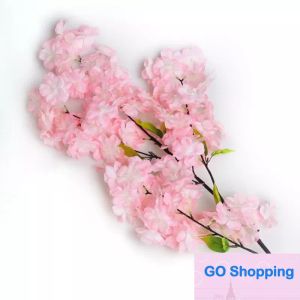 Atacado 100 cm de comprimento flores artificiais buquê simulação flor de cerejeira flor branco rosa champanhe disponível para casa suprimentos de decoração de festa de casamento