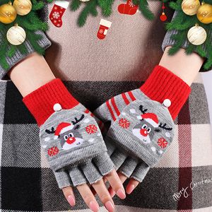 Teen Christmas Eldivenleri Elk Yarım parmak eldivenleri kışın yeni unisex moda sevimli karikatür örgütlü kardan adam eldivenleri erkek ve kadın