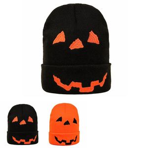 Crânio inverno gorro chapéu atacado abóbora de halloween personalizado bordado lã malha chapéu festa festival hcs345