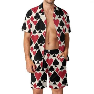 Мужские спортивные костюмы для покера, пляжные мужские комплекты, забавный повседневный комплект с рубашкой для казино, летние шорты с узором, винтажный костюм из 2 предметов, большие размеры