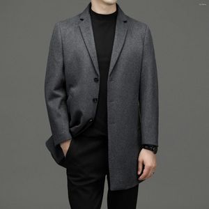 Erkekler Takım Sonbahar/Kış 2023 En Kaliteli Tasarımcı Giysileri Lüks İş Kıyafet Orta Uzunluk Yün