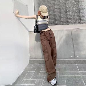 Calças femininas Carga Americana Mulheres Estilo Coreano Solto 2023 Calças Casuais Grunge Y2K Streetwear Harajuku Moda Feminina Roupas