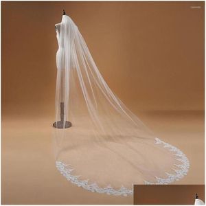 Velos de novia Voile Mariage 3 M Una capa Borde de encaje Blanco Marfil Catedral Velo Largo Accesorios para mujeres Veu de Noiva Fiesta de entrega de gotas Dhrcy