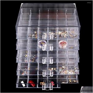 Cajas de almacenamiento Contenedores 120/72 Rejillas Accesorios de decoración de arte de uñas Caja transparente Rhinestones Crystal Manicura Herramienta Display Rack Der Case Dhsj9