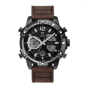 Наручные часы Mark Fairwhale 2023 Кварцевые спортивные мужские часы Классические кожаные повседневные часы Многофункциональные часы ночного видения 4280