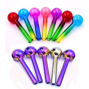 Big Size 4inch 30mm Ball Glass Oil Burner Pipe Hand Smoking Pipe Rainbow Color Thick Transparent Dry Herb Tobacco Spoon Pipes Cheapest Price