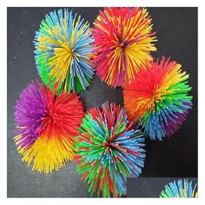 Декомпрессионная игрушка Sile Koosh Ball Сенсорные игрушки-непоседы Эластичные резиновые шарики из теста с помпонами Радужная ДНК Рельефная поппер Аутизм Adhd Active F Dhuan