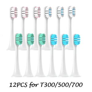 Cabeça de escovas de dentes 12pcs cabeças de escova de substituição para xiaomi mijia t300t500t700 sonic dente elétrico macio cerdas tampas bocais de pacote de vácuo 230906