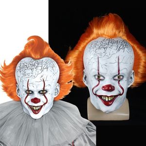 Ужасающие маски клоуна для вечеринки, латексная светящаяся маска для косплея, страшный Хэллоуин, светодиодный парик, маска клоуна 902